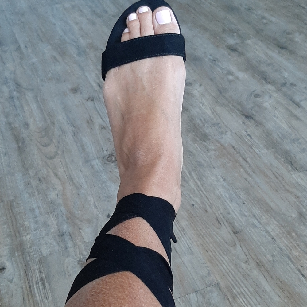 Express black faux suede sandals